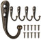 5 Pz Ganci Appendiabiti da Parete, Bronzo Attaccapanni da Muro da Parete, Appendiabiti da Muro, Appendini da Muro, Ganci da Parete Vintage, Appendi Abiti per Muro Cappotto Vestiti Chiave, con Viti