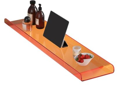 asdchZen Tablett-Badewannen-Caddy-Tablett, Home-Badewannen-Organizer-Halter Aus Acryl, Wasserdichtes Badezimmer-Aufbewahrungsbrett-Regal Für Tablet-Bücher, Kerzen (Orange)