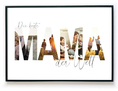 4one Pictures Mama Poster mit Foto als personalisiertes Geschenk zu Weihnachten, zum Muttertag, Geburtstag. Mutter Bild selbst gestaltet als Geburtstagsgeschenk (8. Beste Mama Quer)