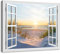 Bild mit Sonnenuntergang am Strand, Kunstdruck, offenes Fenster, Ozean, natürliche Szene auf Leinwand, Drucke für gelbe Heimdekoration, 50 x 40 cm