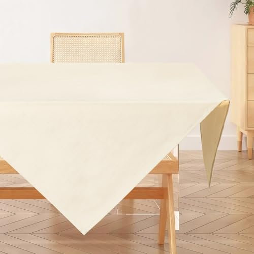 AooHome Tischdecke Abwaschbar, Beige Tischdecken 100x100cm Leinen-Optik Tischtuch aus Polyester Wasserabweisend mit Lotuseffekt, Dauerhaft Kratzfest für Wohnzimmer, Esszimmer, Balkon, Garten