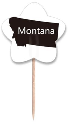 Montana Amerika USA Karte Umriss Zahnstocher Flaggen Sternetikett Cupcake Picks