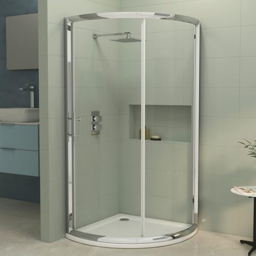 860 x 860mm Quadrant Shower Enclosure with Acrylic Tray Single Sliding Cubicle Door 6mm Safety Tempered Glass Screen