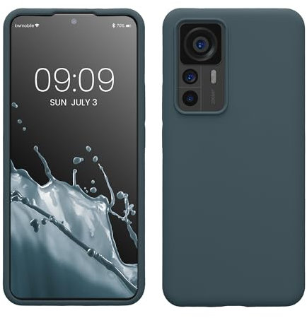 kwmobile Hülle kompatibel mit Xiaomi 12T / 12T Pro Hülle - Silikon Handy Case - Handyhülle weiche Oberfläche - kabelloses Laden - Dunkler Schiefer
