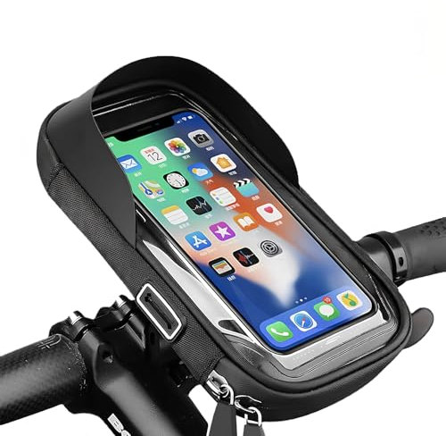 Naapesi Bike Phone Holder Waterproof,Bike Handlebar Bag with Mobile Phone Holder, Cycling Handlebar Bag with Touch Screen Window,for 360°Rotation,with Rain Cover for 4.5-6.4'' Smartphone