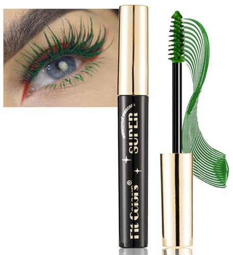Green Mascara, Coloured Waterproof Telescopic Emerald Green Dark Green Mascara for Eyes - Long Lasting Volumizing and Thickening Highly Pigmented No Smudge Festival