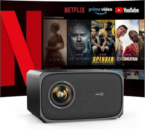 Projecteur 【Official Netflix & Dolby Audio】 Jimveo Vidéoprojecteur 4K prend en charge 26000LM 800ANSI Autofocus / Correction trapézoïdale HD 1080P Projecteur avec WiFi6 Bluetooth Home Cinéma