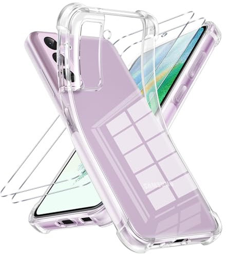 Vauki Cover per Samsung Galaxy S21 FE 5G con 2 Pezzi Vetro Temperato,Trasparente Custodia Antiurto Ultra Sottile Silicone Morbido,Resistente Anti-Graffio Clear Cellulare Case per Samsung S21 FE 6.4“