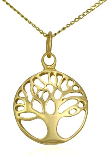 Lua Joia Women 375 Yellow Gold 9ct Tree of Life Necklace Pendant Jewellery Gold 20 inch