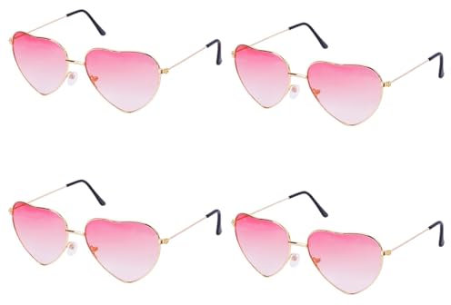 Minnhua 4 Paar Herz Sonnenbrille Rosa Herz Brille Party Sonnenbrille Herzform Herzbrille Lustige Partybrillen Set Hippie Brille Retro Party Brillen für Geburtstagsfeier Erwachsene Jungen Mädchen