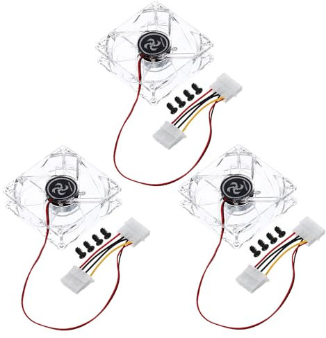 sourcing map 3Pcs Clear Computer Case Fan 1800RPM 80mm 4 Pin Multicolor LED Silent Cooling Fan 4 LED 12V for Desktop Computer Radiators with 12 Screws