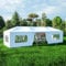 Großer Pavillon, 9 x 3 m, Partyzelt für den Außenbereich, mit 8 Seitenwänden und Fenstern, wasserdicht, Terrassenüberdachung für Garten, Hochzeit, Party, Sonnen- und Regenschutz (weiß)
