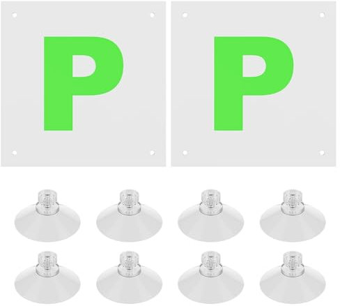 2 Pack Fully Magnetic P Plates for New Drivers, Waterproof P Sign with 8 Suction Cups New Driver Sticker Reusable, Easy to attach, Strong Adsorption