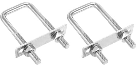 DTGN M10x40x100mm U Bolts Square Kit - 2Set - 304 Stainless Steel U Clamp | U-Bolt Kit with Nuts, Washers, Frame Plate Good for Pipe, Trailer, Automotive, Leaf Spring Fastener