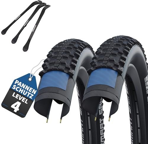 2er Set Schwalbe Fahrradreifen Smart Sam HS624, 26 Zoll x 2.00 Zoll (50-559), auswählbar mit Schläuchen AV/DV/SV/Ohne + 3 MSZweirad Reifenheber