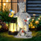 Tuzsocr Drache Gartenfigur mit LED Solar Laterne, Dinosaurier Essen Zwerge Gartenstatuen, Solar Dinosaurier Gartendeko, Lustige Zwerge Skulptur für Außen, Rasen, Hof, Terrasse, Fensterbank (Stil 1)