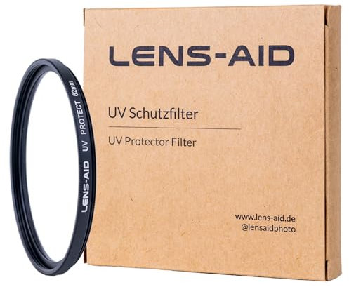 Lens-Aid UV Filter 62mm - Objektivfilter mit Schott Glas B270 – Ultraviolett Schutzfilter mit 18-Fach Nano-Beschichtung gegen Kratzer, Staub, Sand - Lotuseffekt (öl- & wasserabweisend)
