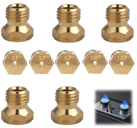 Kit de conversión de gas butano universal de 5 piezas de rociadores de gas butano para cocina y placa de cocción inyector de gas rociador 0.5/0.7/0.7/0.87/1.02 inyector kit de conversión