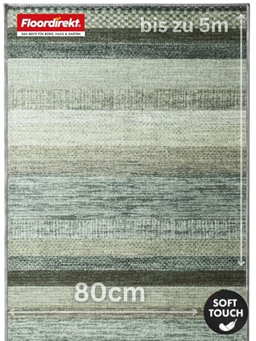 Floordirekt Teppich Läufer für Küche, Flur & Wohnraum - Teppichläufer auf Maß - Meterware - Flurteppich - Küchenläufer - Wohnzimmer Teppich (80 x 100 cm, Naxos - Grau-Anthrazit)