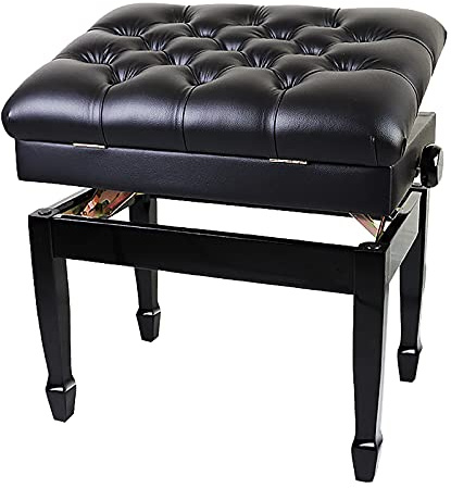 CWCQGH Klavierhocker, höhenverstellbare Klavierbank mit Notenfach, einzelne Keyboardbank mit Hufeisenbeinen, Höhe: 50–60 cm