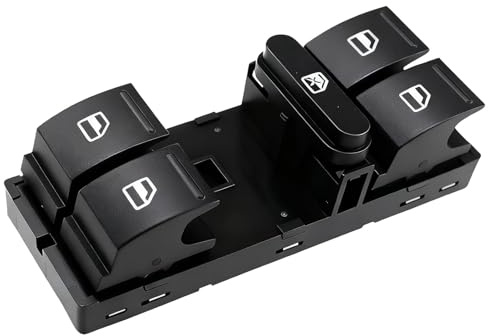 Interruptor Elevalunas Eléctrico 1K4959857, 1K4959857B para V.W. SE-AT | para Golf MK5 MK6, Passat B6 B7, Tiguan, Touran, Amarok, Leon, Jetta Regulador Ventana Eléctrico