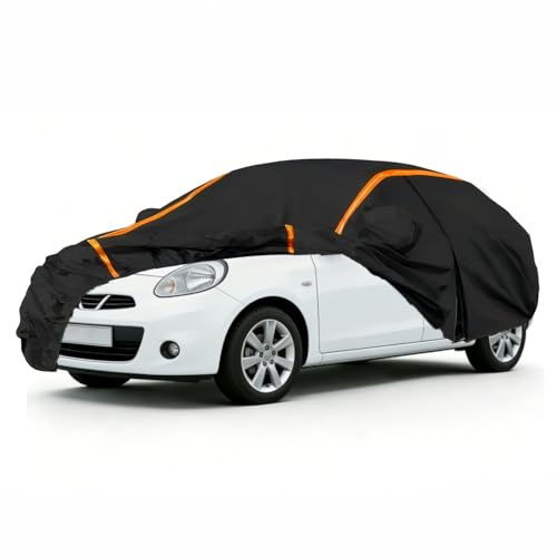 Auto Abdeckplane für Nissan Micra(1992-2025) | UV Schutz Staubdicht Winddichte, Allwetterschutz mit Reflektierenden Streifen