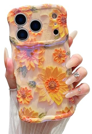 XIZYO Oil Painting Flower Case for iPhone 17 Pro, Sunflower/Yellow