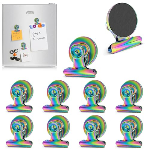 Magnetische Clips Stark, Magnetische Clips, Kühlschrank Magnetische Clips für Schule, Büro, Tafel (Regenbogengefärbt)
