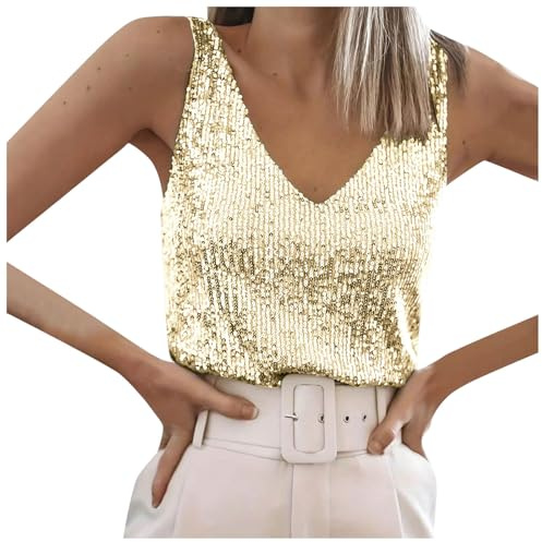 Glitzer Shirt Damen Kurzarm V-Ausschnitt T-Shirt Pailletten Glitzer Tops Oberteil Elegant Bluse Festlich Oberteile Damen Party Festival Outfit
