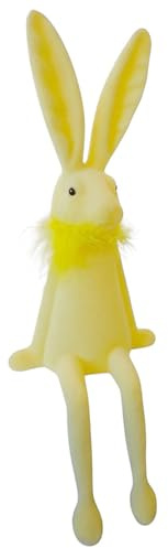 MACOSA AM7280 Osterhase Kantenhocker Kunststoff beflockt Gelb 37 cm Dekohase Hase Skulptur Oster-Deko Osterdekoration Figur Dekohase Dekofigur Ostern Dekoration (Gelb)