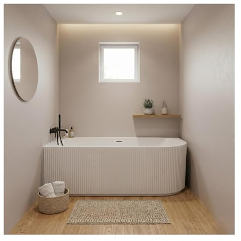 MOB-IN Badewanne Stria 150 x 80 cm, geriffelt, Ecke, Acryl, Weiß