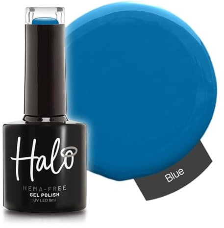 Halo Gel Polish 8ml - Blue. UV/LED Gel Nail Polish, Long Lasting & Easy To Apply. Nail Art Colours For Manicure & Pedicure. Gel Polish For Professional & Home Use.