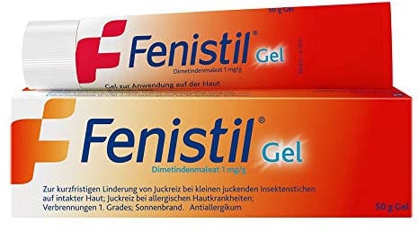 Fenistil Gel, Spar-Set, 2x50g, Dimetindenmaleat 1mg/g. Zur kurzfristigen Linderung von Juckreiz bei kleinen juckenden Insektenstichen, Juckrei bei Hautkrankheiten, Verbrennungen 1. Grades, Sonnenbrand