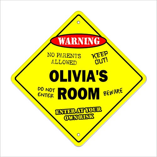 Olivia's Room Schild Crossing Zone Xing | Indoor/Outdoor | 50,8 cm hoch Kunststoffschild Kinderzimmer Dekor Tür Kindername Junge Mädchen