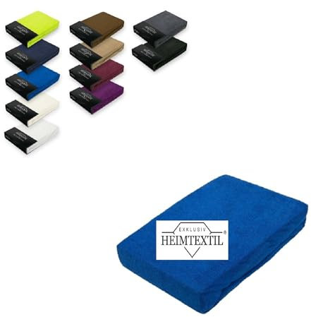 EXKLUSIV HEIMTEXTIL Frottee Spannbettlaken Marke 140 x 200 cm 80% Baumwolle, 20% Polyester Öko - Tex Zertifiziert, Markenqualität, Matratzenhöhe bis 25 cm, Royalblau
