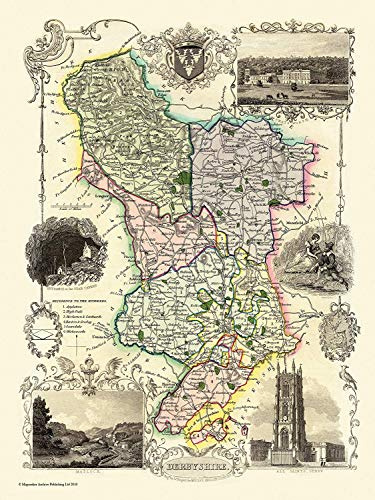 Map of Derbyshire 1836 by Thomas Moule 1000 Piece Jigsaw Puzzle (jg)