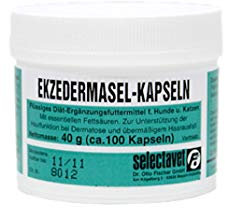 Selectavet Ekzedermasal | 100 Kapseln | Diät-Ergänzungsfuttermittel für Hunde und Katze | Zur Unterstützung der Hautfunktion | Mit Nachtkerzenöl und Omega-3-Fettsäuren