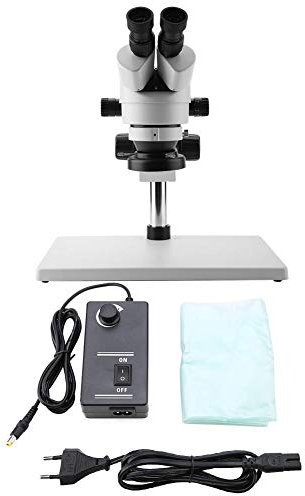 Stereo Mikroskop, Binokulares Mikroskop WF10X / 20, Okulare Zoomobjektiv 0,7X-4,5X 100-240V für die Reparatur von Mineralien(EU Plug)