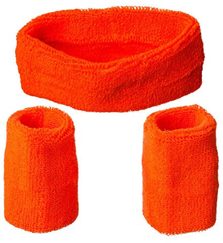 Orlob Kostüm Zubehör Set Schweißbänder Karneval Fasching Party (Neonorange)