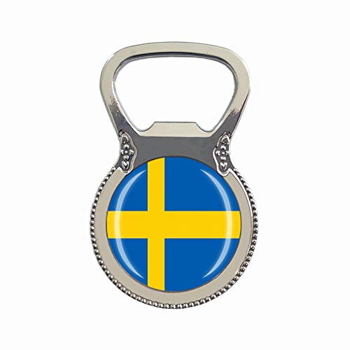 Flaschenöffner, Motiv: Schweden-Flagge, Kühlschrankmagnet, Metall, Glas, Kristall, Reise-Souvenir, Geschenk, Heimdekoration