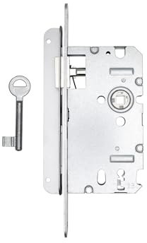 Vachette Serrure à encastrer Alsace Gauche à Clé - 67585/SC-G - Axe à 55 mm, Entraxe 72 mm, Carré de 8 mm, 1 Clé incluse, Gris