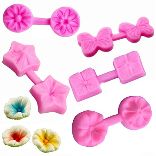 Petalo di Rosa Peonia Stampo Fiore Petalo Venatore Silicone Stampi Stampo Silicone Petalo di Rosa Fondente Muffe Della Decorazione 5 Pezzi per Fondente Cioccolato Pasta di Zucchero(colore casuale)