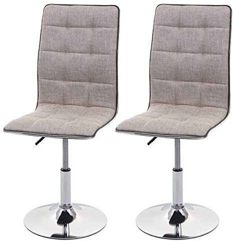 Mendler 2er-Set Esszimmerstuhl HWC-C41, Stuhl Küchenstuhl, höhenverstellbar drehbar, Stoff/Textil FSC® - Creme-grau