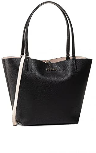 GUESS Women Alby Toggle Tote Bag, Black/Stone
