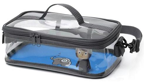 fantifant Magnetboden- Tasche für Toniefiguren | Transparente Tasche zum Transportieren und Aufbewahren von bis zu 30 Figuren (abhängig von der Figurengröße) in haiblau