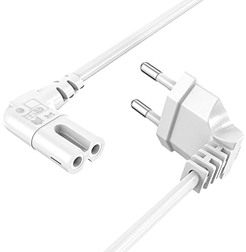 Cavo di alimentazione Euro C7 90 gradi, Melllbree TV con spina europea C7 per PS4, PS5, LG Philips Sony Panasonic TV, Blu-Ray, radio, PC, monitor, stampante