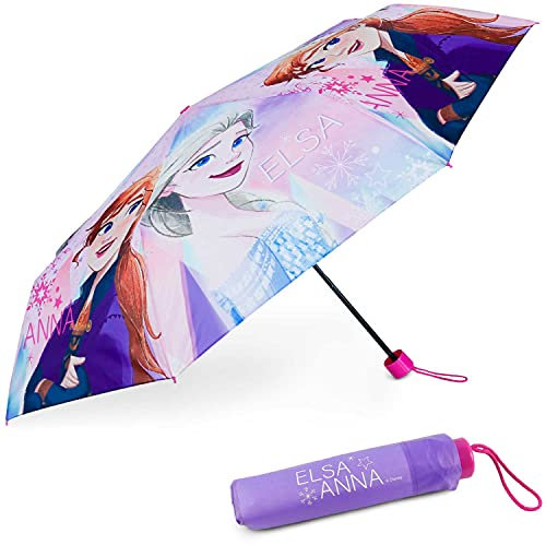 BONNYCO Regenschirm Kinder Frozen Regenschirm Sturmfest mit Verstärkter Struktur - Klappschirm mit für Tasche, Rucksack oder Reise | Taschenschirm Kinder Mädchen - Geschenke für Mädchen