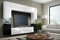 Furnitech Wohnwand Wohnzimmer | Wohnzimmer Möbel mit LED Weiß | Hängend Wohnwand Modern | Wohnzimmer Schrankwand mit Regale und TV Schrank (Future C1/HG/WB/3 1A)