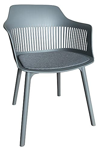 TRISENS moderner Gartenstuhl in eleganter Optik - Bequeme Esszimmerstühle Pflegeleichte Terrassenmöbel für den Außen- und Innenbereich, Farbe:Grau, Menge:1 St.