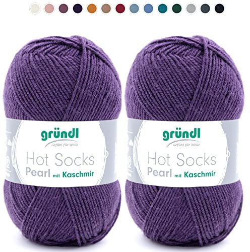 theofeel Set | 2x50g Merino Sockenwolle mit Kaschmir | Gründl Hot Socks Pearl 15 | Strumpfwolle mit Kaschmirwolle | Cashmere Sockengarn zum Stricken oder Häkeln